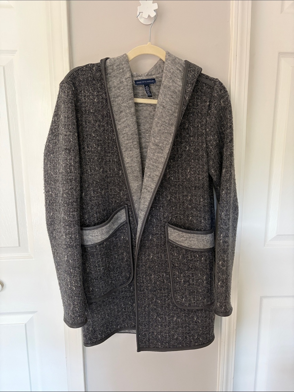 Two-Tone Gray hooded cardigan